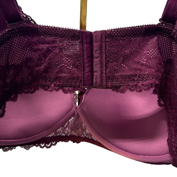 Torrid Curve Pushup Plunge XO Corset Bra 46C Magenta Berry Lace Underwire Padded - Picture 10 of 13